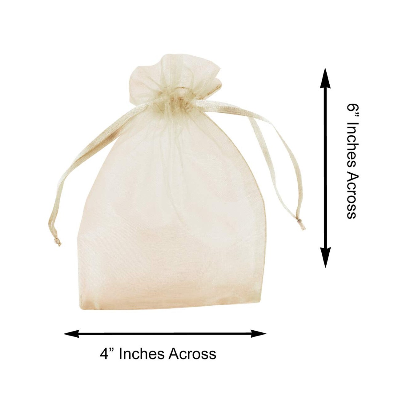 100 Pieces 4x6 Inch Mini Sheer Drawstring Organza Transparent Bags Jewelry Sack Pouches for Wedding, Party Decorations, Arts & Crafts Gifts (Ivory)